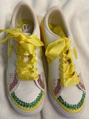 Bedazzled "Pastel & Sunshine" Nike Sneakers | Full Crystal Coverage | Ladies 6.5
